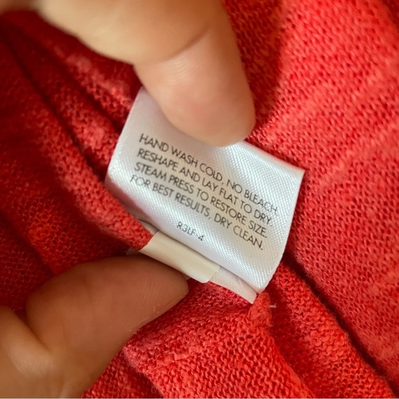 Eileen Fisher Linen Cotton Melon Pink Open Cardigan Sweater sz M - Picture 7 of 10